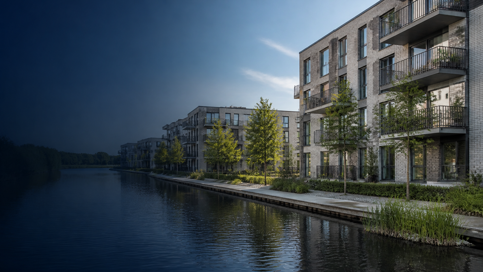 Moderne woningen aan het water